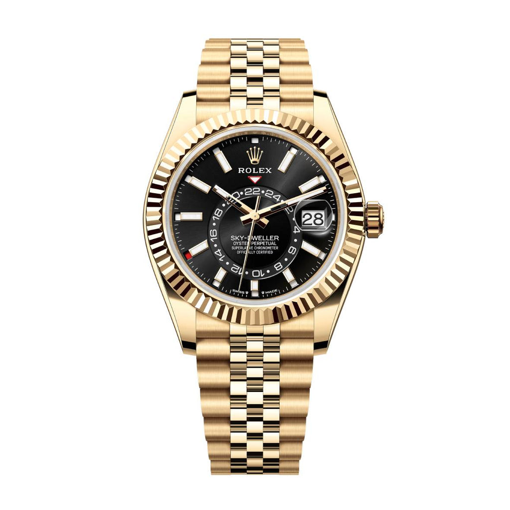 2024 Release Rolex Sky-Dweller 42 mm | 18k Yellow Gold Jubilee Bracelet | Bright black dial Fluted bezel | 18k Yellow gold Case Men's Watch 336935