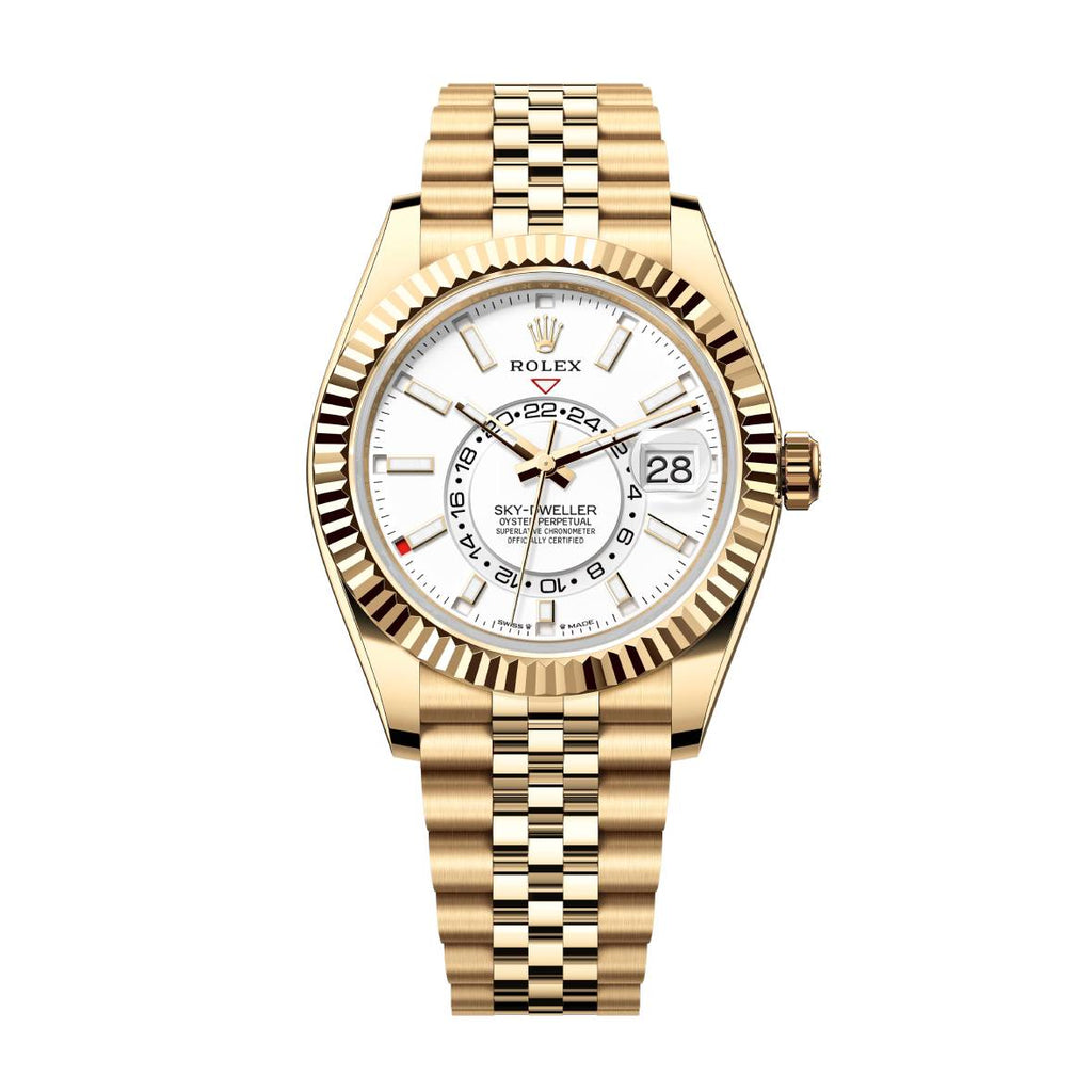 2024 Release Rolex Sky-Dweller 42 mm | 18k Yellow Gold Jubilee Bracelet | Intense white dial Fluted bezel | 18k Yellow gold Case Men's Watch 336935
