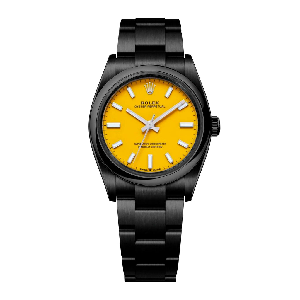 Black Rolex DLC-PVD Oyster Perpetual 31 mm | Black DLC-PVD Stainless Steel Oyster bracelet | Yellow dial Smooth bezel | Black DLC-PVD Case Ladies Watch 277200-0005-pvd-2