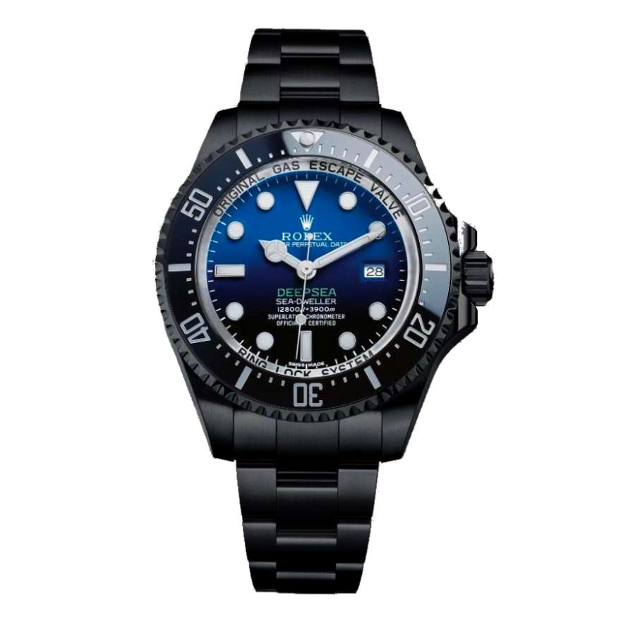 Black Rolex DLC-PVD Sea-Dweller DEEPSEA 44 mm | Black DLC-PVD Stainless Steel Oyster bracelet | Blue dial Black bezel | Men's Watch 116660dbl-pvd