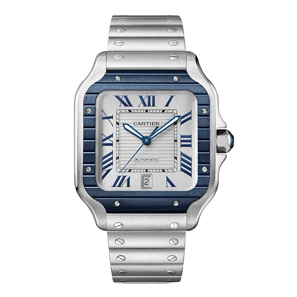 Cartier, Santos 100 40mm | Stainless Steel Bracelet | Silver Dial Steel Bezel | Men's Watch, Ref. # WSSA0047