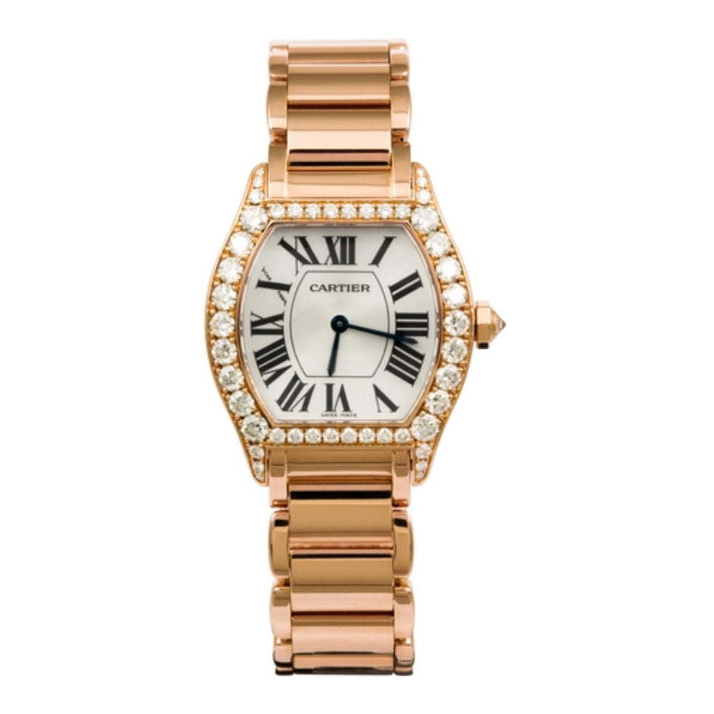 Cartier, Tortue Francaise 34mm | Rose Gold Bracelet | Silver Dial diamond Bezel | Rose Gold Case | Ladies Watch, Ref. # WA50703I