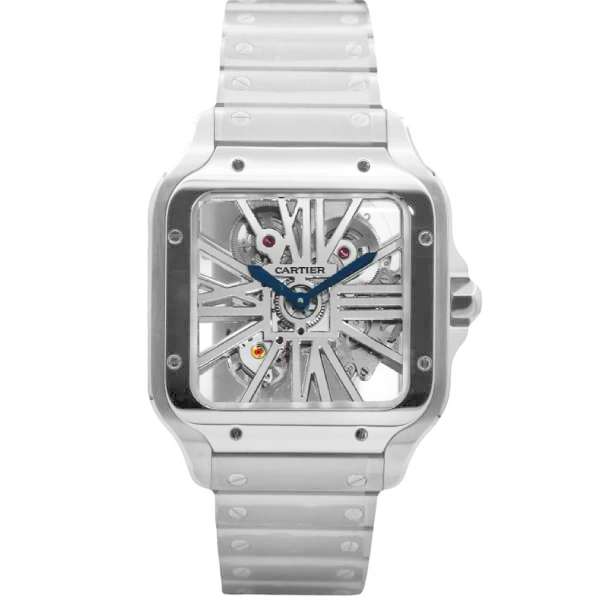 Cartier, Santos de Cartier, 40mm, Stainless Steel, Skeleton Dial Watch, Ref. # WHSA0015