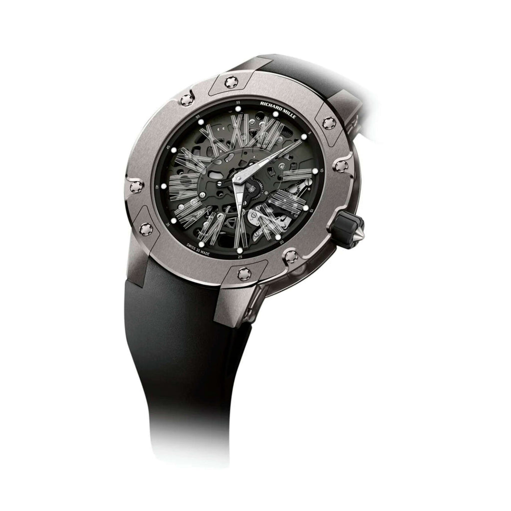 Richard Mille Automatic Extra Flat 45.70 mm | Black Rubber Strap bracelet | Black dial | Titanium Case Men's Watch RM 033