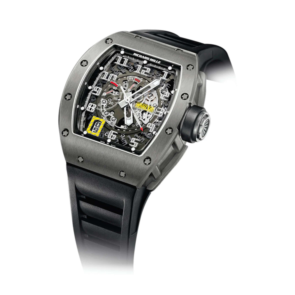 Richard Mille Automatic Winding with Declutchable Rotor 41.7mm | Black Rubber Strap bracelet | Skeletonized dial | Satin Case Men's Watch RM 030