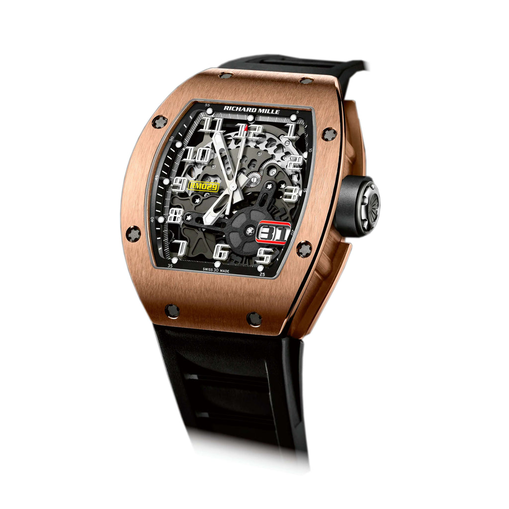 Richard Mille Automatic with Oversize Date 48 mm | Black Rubber Strap bracelet | Skeletonised dial | Titanium Case Men's Watch RM 029