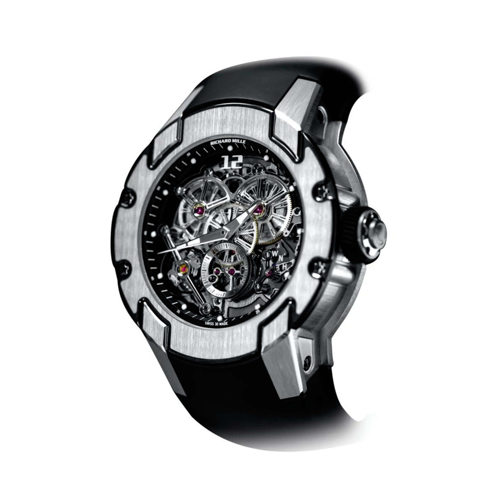 Richard Mille High Performance Chronometer 50.00 mm | Black Rubber Strap bracelet | Skeletonized dial | 18k White Gold Case Men's Watch RM 031