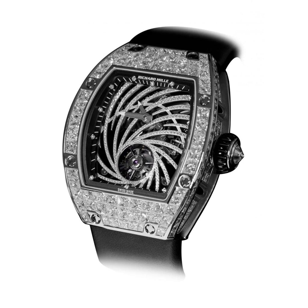 Richard Mille Tourbillon Diamond Twister 47.95 mm | Black Rubber Strap bracelet | Skeletonized dial Titanium bezel | Titanium Case Men's Watch RM 51-02