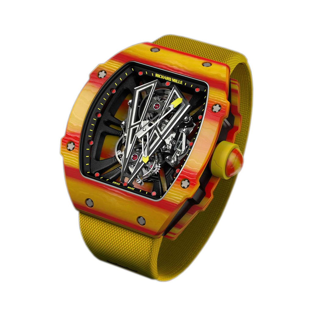 Richard Mille Tourbillon Rafael Nadal 47.77 mm | Yellow Strap bracelet | Skeletonized dial Carbon TPT bezel | Carbon TPT Case Men's Watch RM 27-03