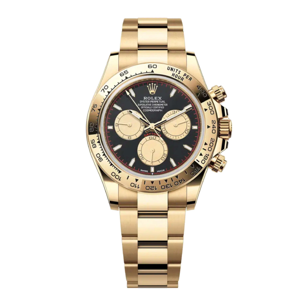 2023 RELEASE Rolex Cosmograph Daytona 40 mm | 18k Yellow gold Oyster bracelet | Intense black and champagne dial | Men's Watch 126508