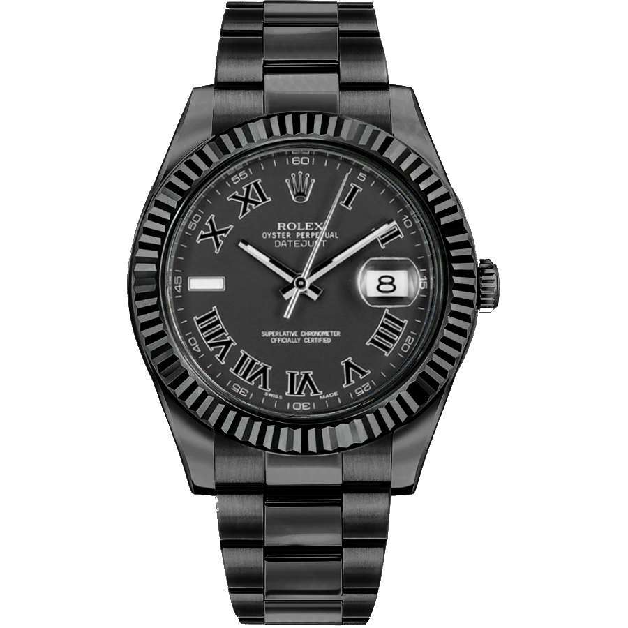 Black Rolex DLC-PVD Datejust II 41mm | Black DLC-PVD Stainless Steel Oyster bracelet | Black dial Fluted bezel | Men's Watch 116334RBLAO-pvd-2