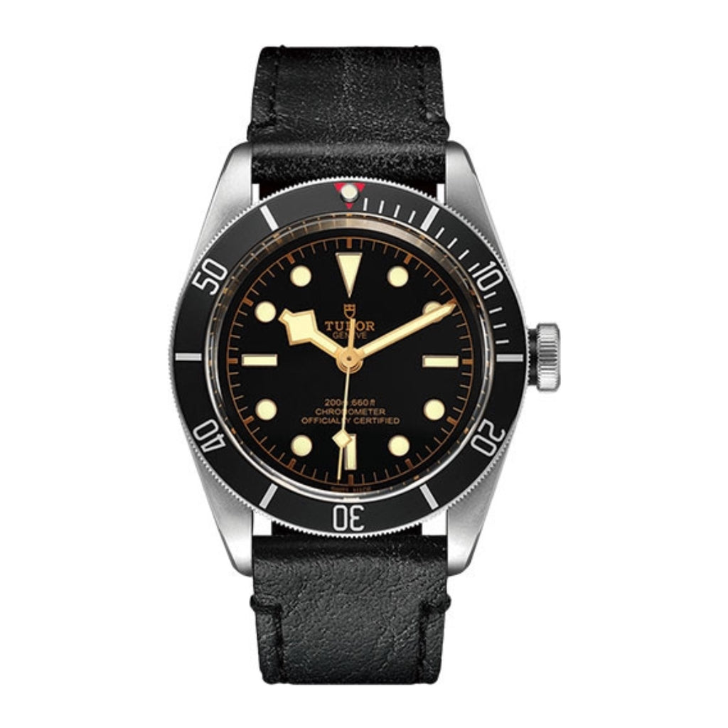 Tudor Black Bay Heritage 41mm | aged black leather strap | black domed Dial | Men's Watch ref. M79230N-0008