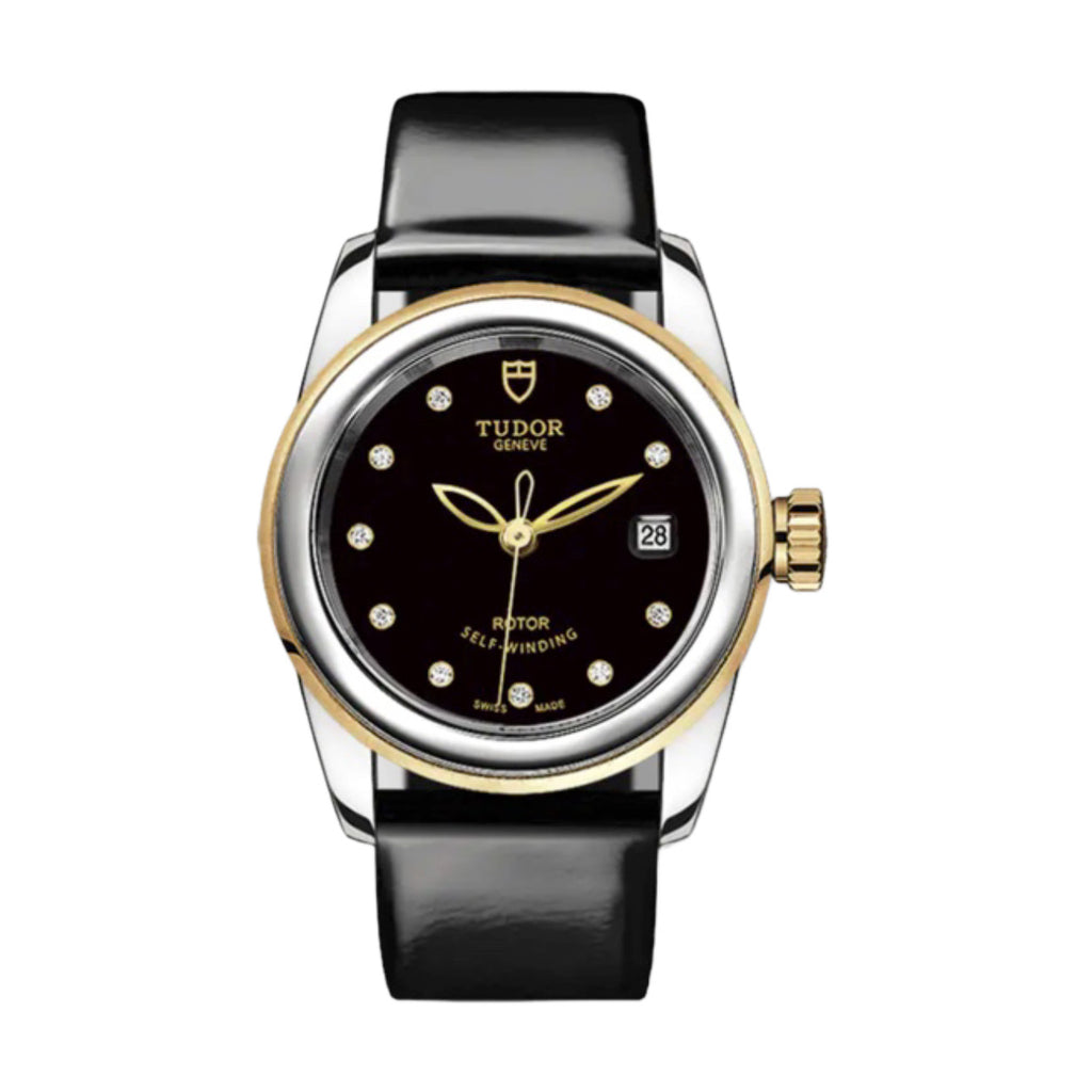 Tudor Glamour Date 26mm | Black patent leather strap | Black Diamond dial | Ladies Watch M51003-0023