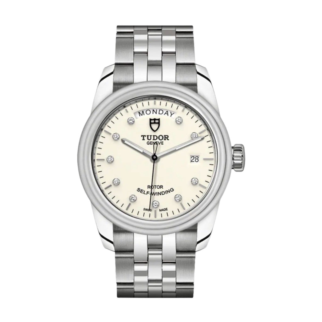 Tudor Glamour Date+Day 39mm | Stainless Steel bracelet | Opaline Diamond dial | Men's Watch M56000-0182