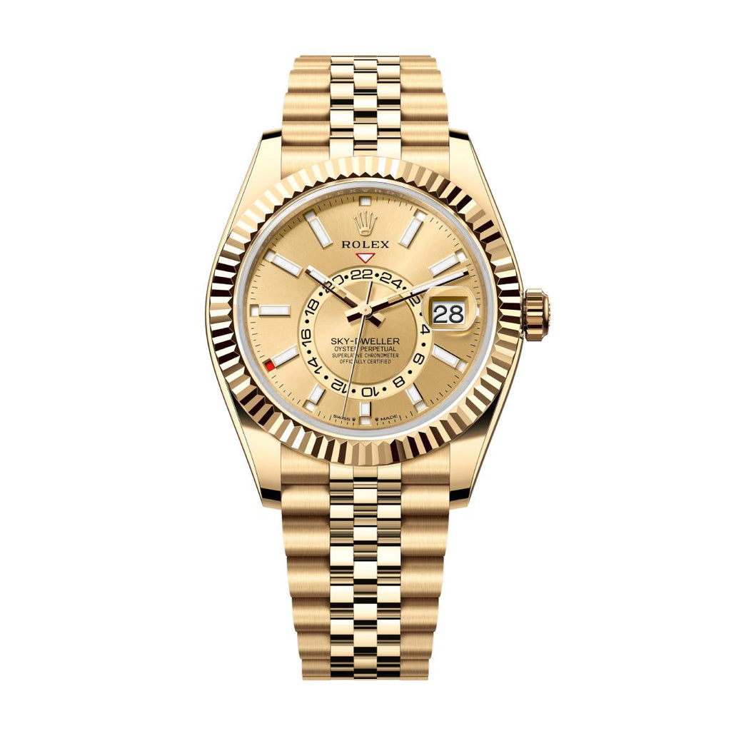 2024 Release Rolex Sky-Dweller 42 mm | 18k Yellow Gold Jubilee Bracelet | Champagne dial Fluted bezel | 18k Yellow gold Case Men's Watch 336935