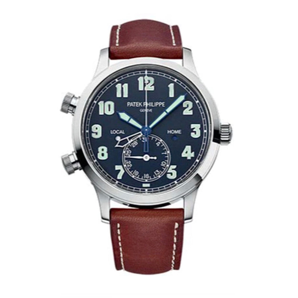 Patek Philippe, Complications Calatrava Pilot Travel Time Men's 18k White gold Watch, Ref. # 5524g-0001