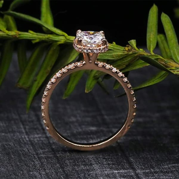14k Rose Gold Engagement Ring with Center Cushion Cut 1.01ct. Diamond ENG-12606