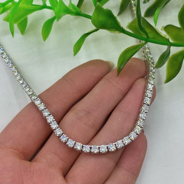 14k White Gold Tennis Necklace with 13.50ct Diamonds 