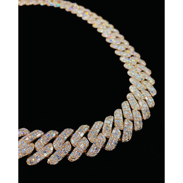 14kt Rose Gold Diamond Cuban Link Chain With 43.60ct 