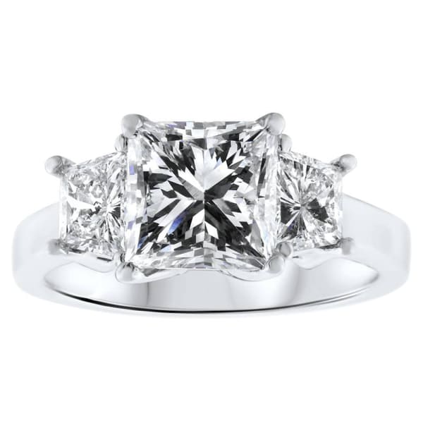 14kt Three Stone Ring With Center Diamond 3.07ct Princess Cut NE-178000
