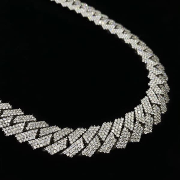 14kt White Gold Cuban Link Chain With 62.30ct Diamonds 