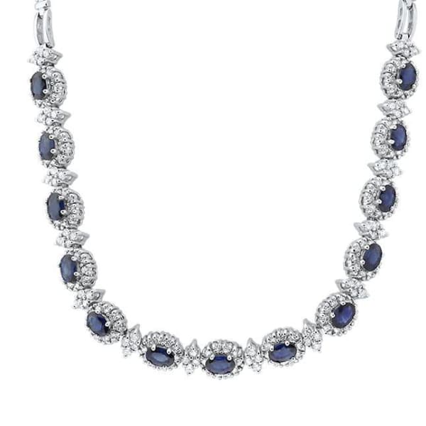 14kt White Gold Diamond And Sapphire Necklace With 4.00ct Diamonds NEC-17500