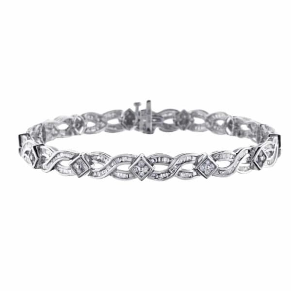 14kt white gold diamond baguette bracelet 2.00ct diamonds BRA-171300