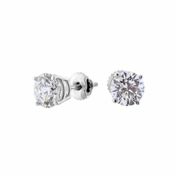 14kt White Gold Diamond Stud Earrings 1.30ct Total Weight Round Brilliant Diamonds ST-9000, Full face and side