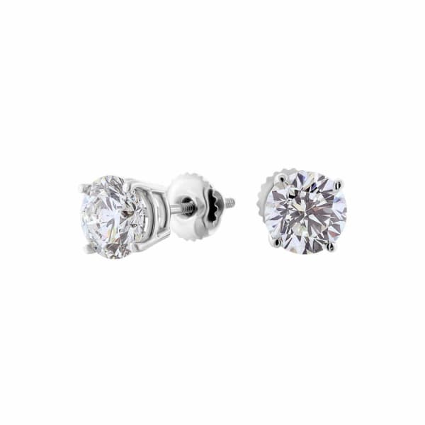 14kt White Gold Diamond Stud Earrings 1.45ct Total Weight Round Brilliant Diamonds ST-4561360, Full face and side