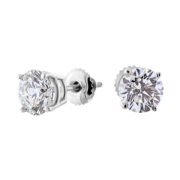 14kt White Gold Diamond Stud Earrings 2.00ct Total Weight Round Brilliant Diamonds ST-17000, Full face and side