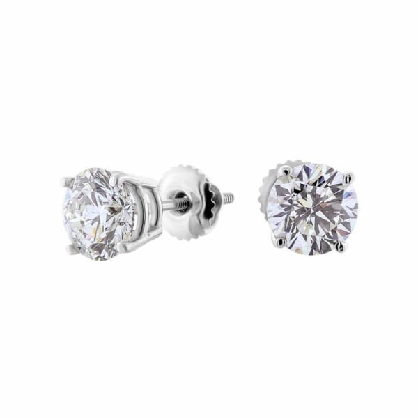 14kt White Gold Diamond Stud Earrings 2.23ct Total Weight Round Brilliant Diamonds ST-18750, Full face and side
