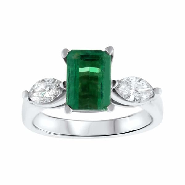 14kt White Gold Emerald Ring With 0.85CT in Marquee Cut diamonds RI-4561000