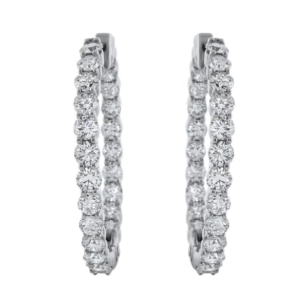 14kt White Gold Hoop Earrings 7.00ct Diamonds EA-23175