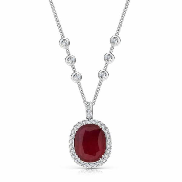 14kt White Gold Pendant of 17.30Ct Ruby and 2Ct diamonds PEN-13295