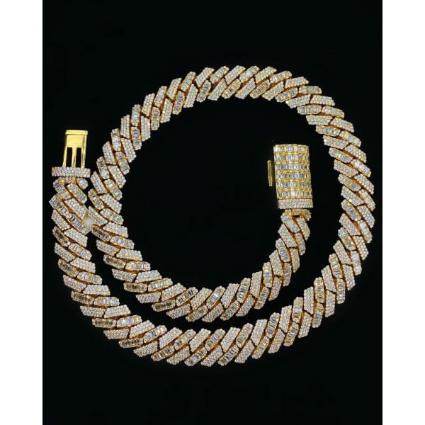 14kt Yellow Gold Cuban Link Chain With 65.10ct Diamonds 