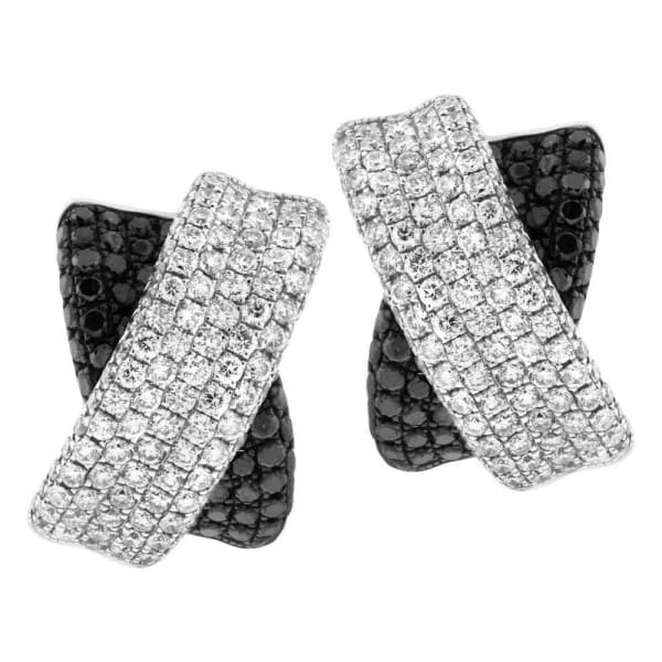 18kt Fancy Huggy Earrings With 4.76ct Total Black & White Diamonds EAR-22025