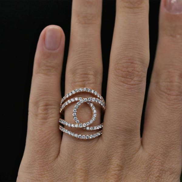18kt Rose Gold Cocktail Diamond Ring with 1.75ct of total diamond weight R8367, Ring on a finger 