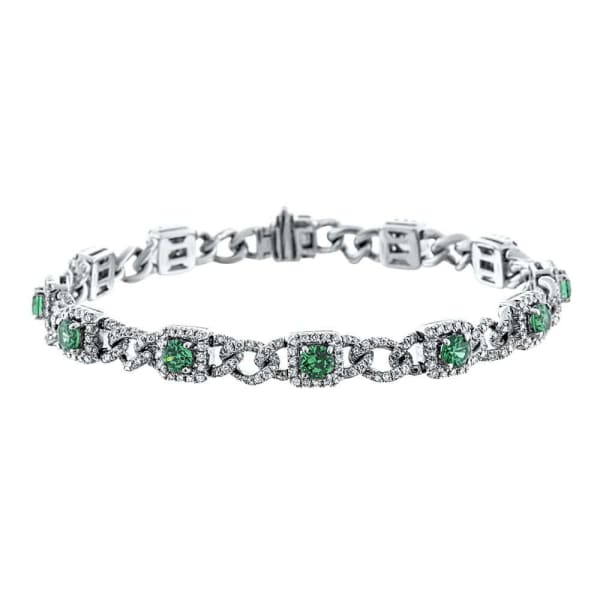 18kt white gold diamond and emerald bracelet BR-16000
