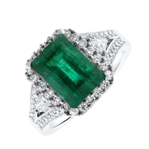 18kt White Gold Emerald Ring with 0.80CT in diamonds DS-40000, Main view