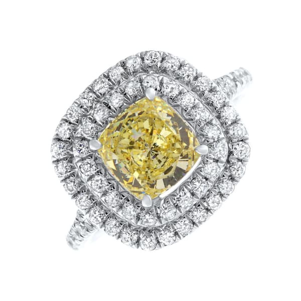 18kt white gold Engagement Ring With Center 2.50ct Cushion Cut Yellow Citrine RN-5500, Main view