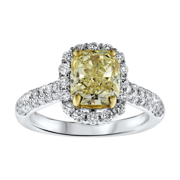 18kt white gold Engagement Ring With Center Diamond 2.20ct Fancy light yellow Radiant Cut ENG-50000