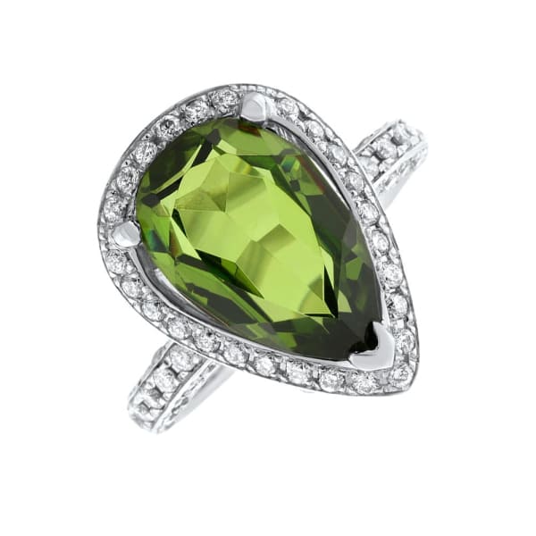 18kt White Gold Peridot Fashion Ring with 1.25CT in diamonds R-9000, Main view