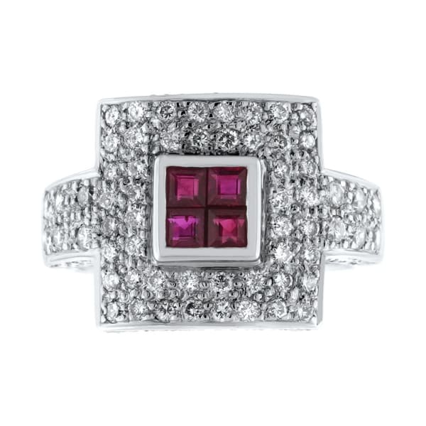 18kt White Gold Ruby Fashion Ring with 0.70CT in diamonds RN-4875