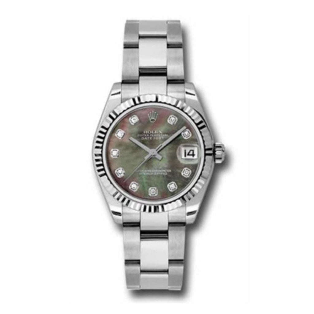 Rolex, Perpetual Datejust 31mm, Stainless Steel Oyster bracelet, Mother-of-pearl dial Fluted bezel, Ladies Watch 178274-0051