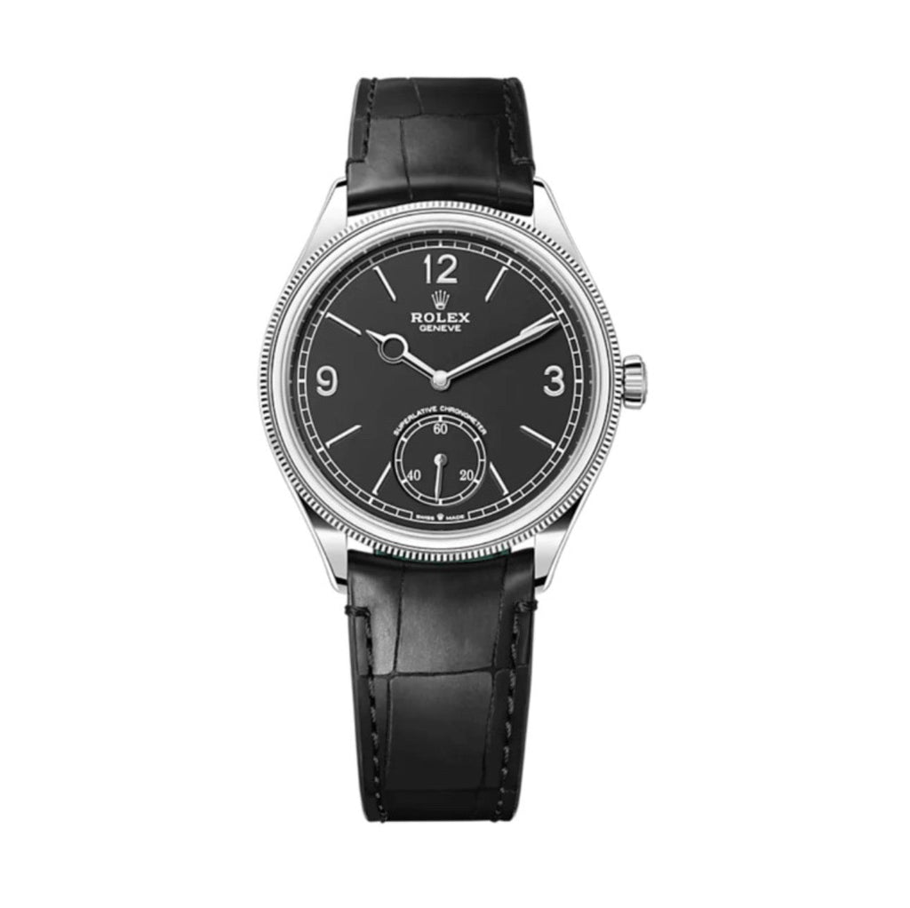 2023 Release Rolex, 1908, 18k white gold, Leather strap bracelet, Intense black dial Watch 52509