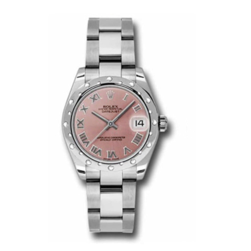 Rolex, Datejust 31 Watch Pink dial, Diamond bezel, Stainless Steel Oyster 178344-0012