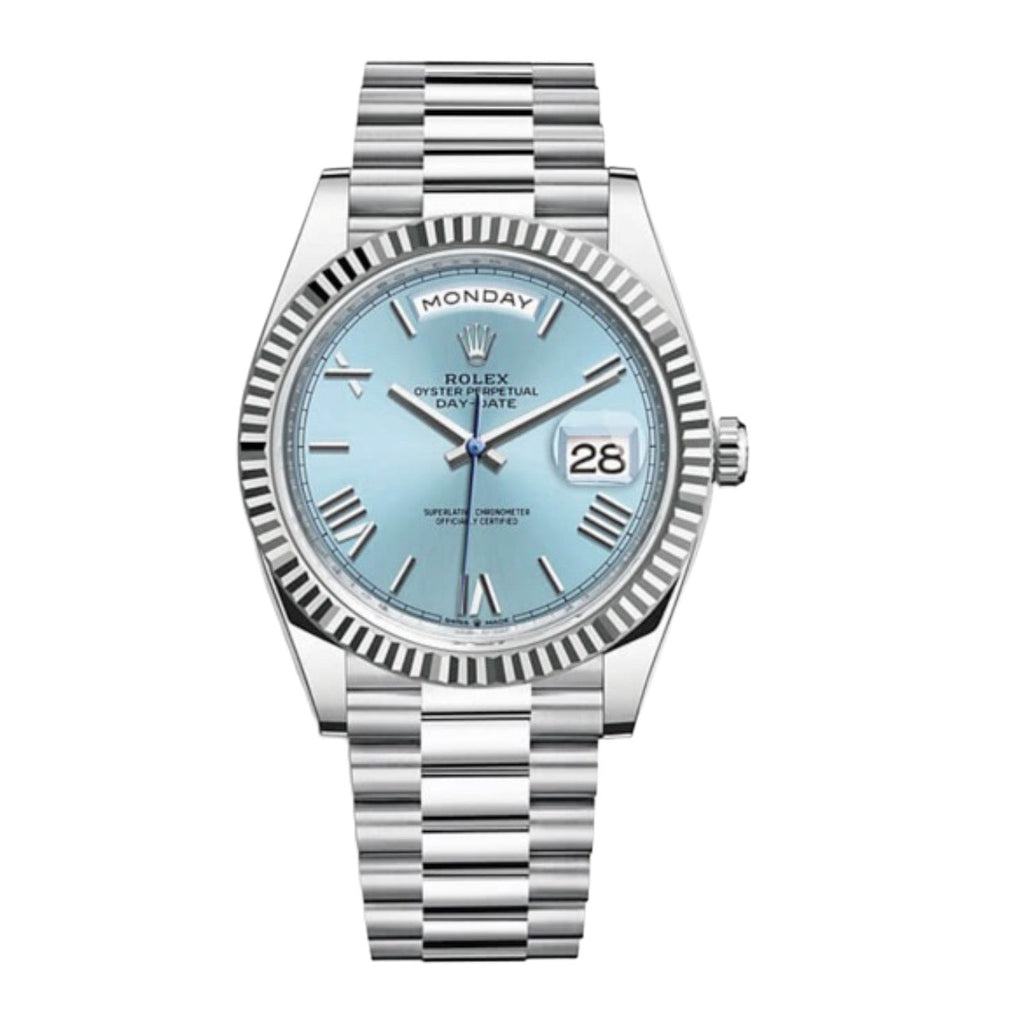 Rolex, Oyster Perpetual Day-Date 40 in Platinum with Ice-Blue Dial Men's Watch 228236-0012