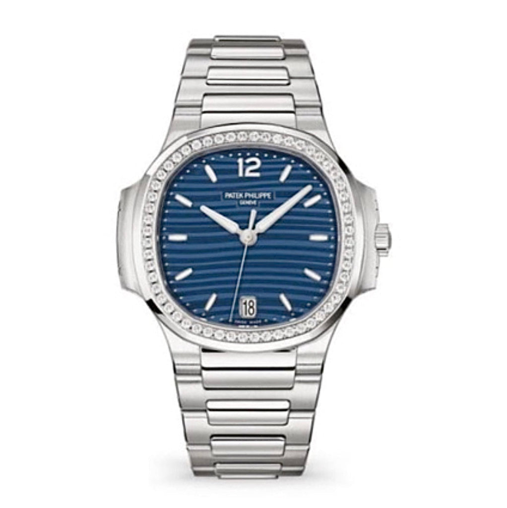 Patek Philippe, Nautilus 35.2mm | Stainless Steel bracelet | Blue Opaline dial Diamond bezel | Men's Watch 7118-1200A-001