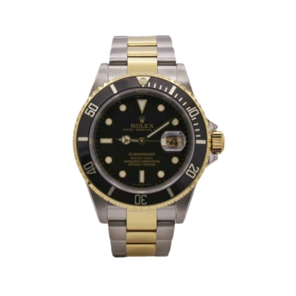 Rolex, Submariner Date 40 mm, Two-Tone Stainless Steel and 18k Yellow Gold Oyster bracelet, Black dial Black bezel, Stainless Steel and 18k Yellow Gold Case Men's Watch 16613