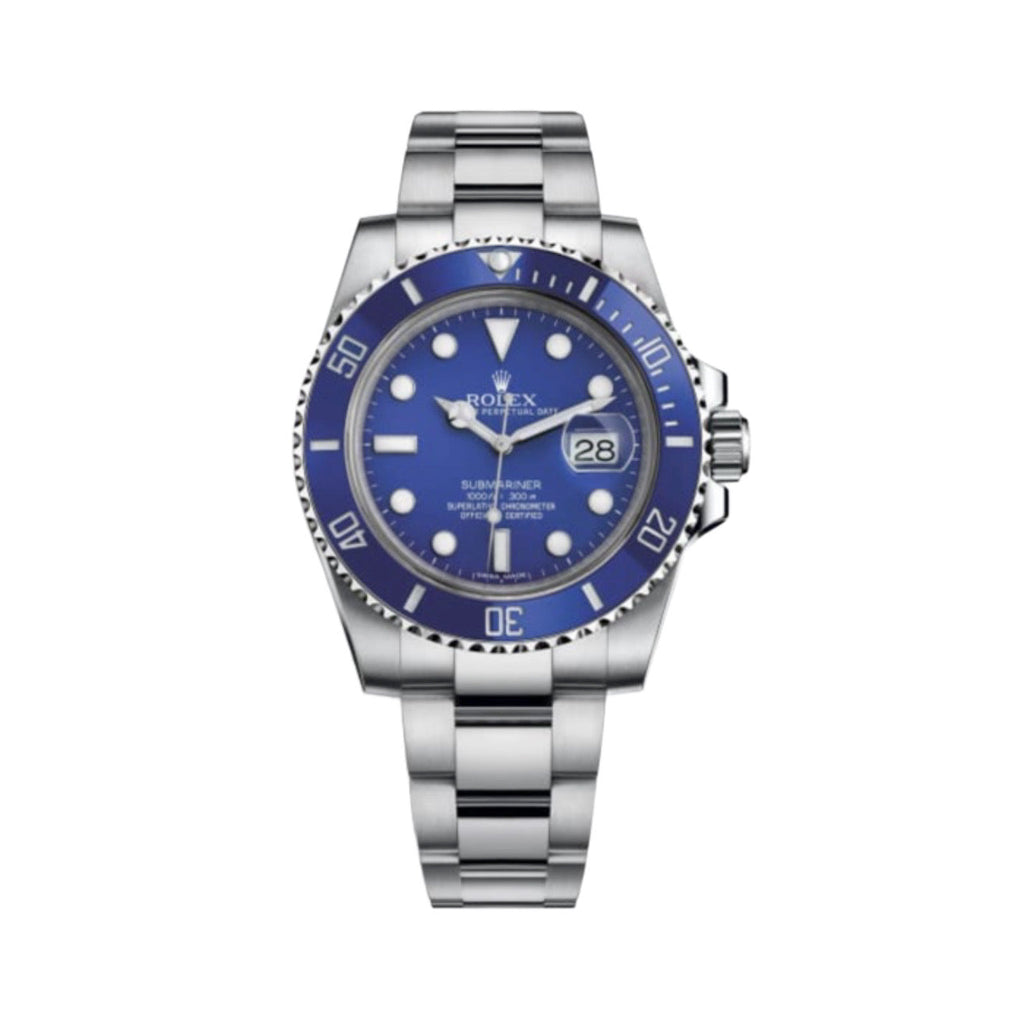 Rolex, Submariner Smurf 40 mm, 18k White Gold Oyster bracelet, Blue Index dial Blue bezel, 18k White Gold Case Men's Watch 116619lb